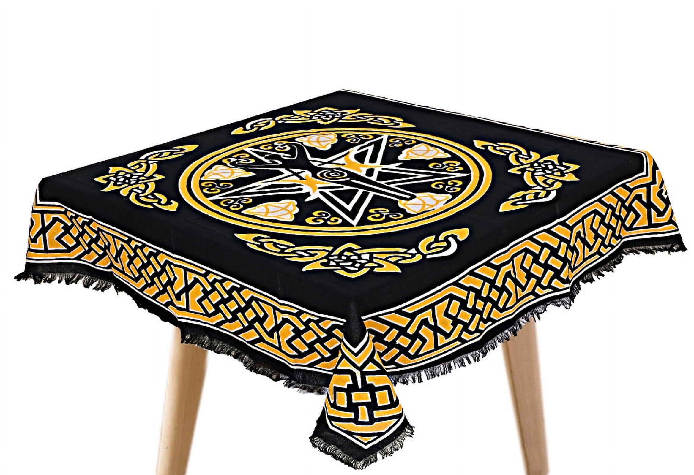 THE ART BOX Altar Cloth Tarot Cards Table Napkins Witchcraft Supplies Black  Gold Tablecloth Square Spiritual Celestial Deck Cloth With Fringes ,  Pentagram Goddess , 24X24 Inches 