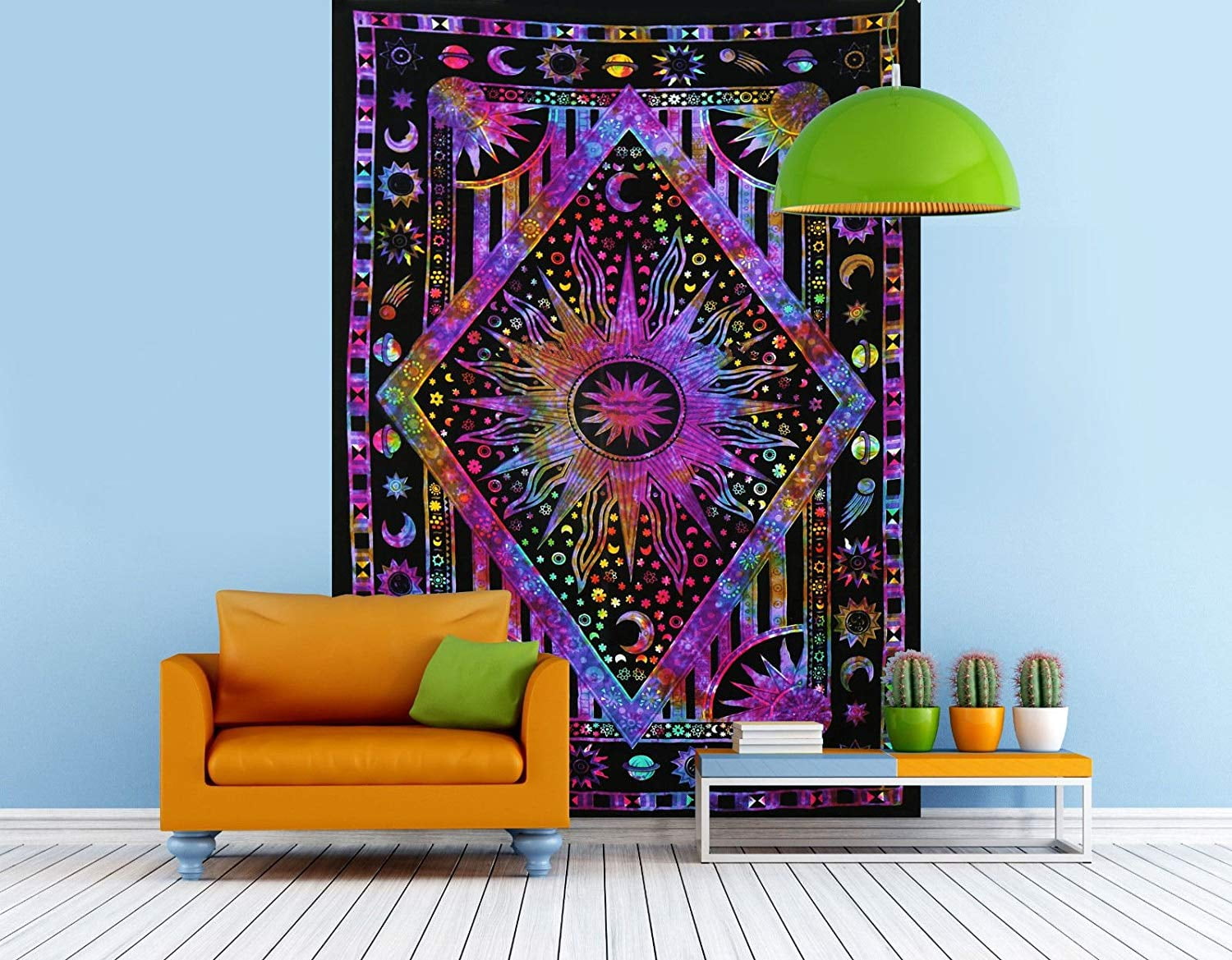 THE ART BOX Purple Hippie Burning Sun Moon Aesthetic Trippy Tapestry for Bedroom Celestial Bohemian Wall Hanging Planet Tapestry Queen 85x90 inches Walmart