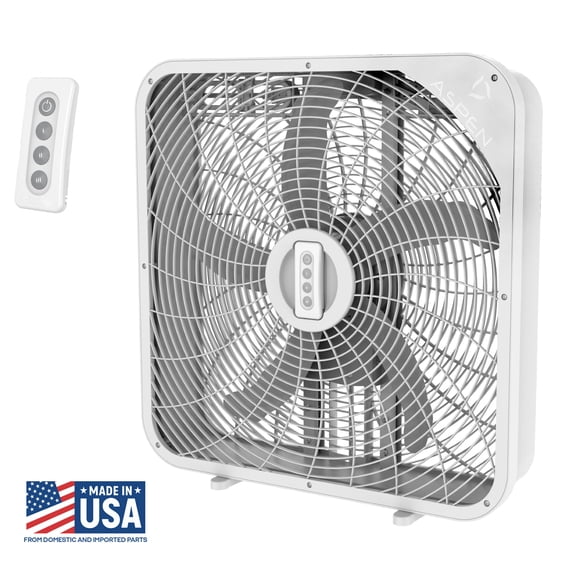 THE ASPEN 20 in. Box Fan with Remote Control - Quiet, Efficient Cooling