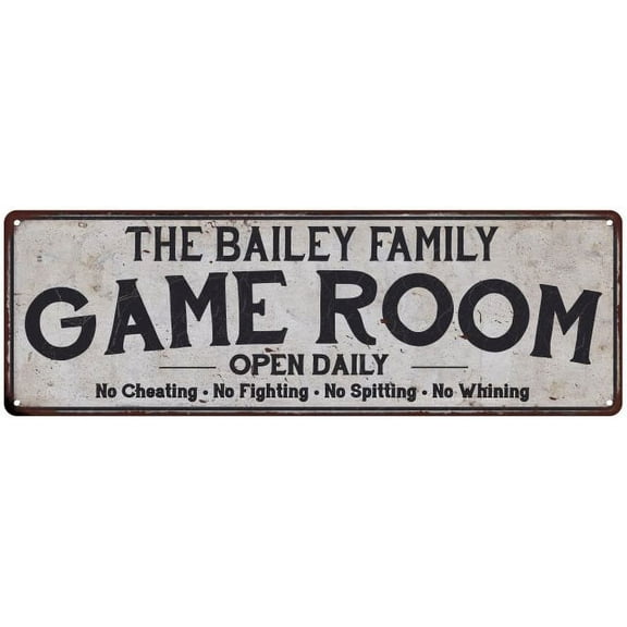 THE BAILEY FAMILY Gift Game Room Country Metal 6x18 Sign 206180042385