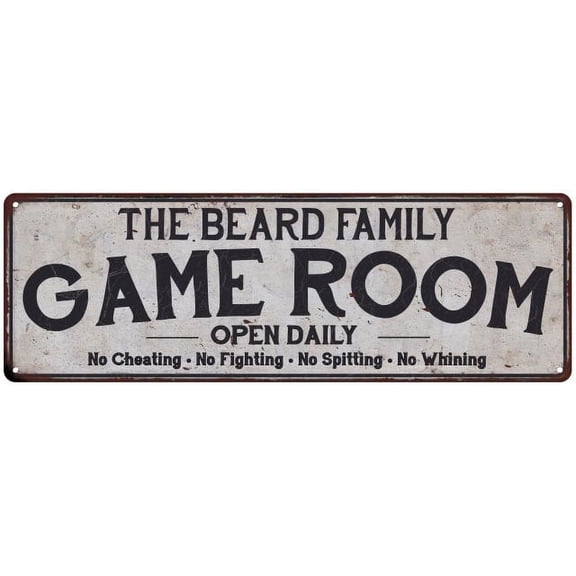 THE BEARD FAMILY Game Room Country Metal 8x24 Sign 108240042291