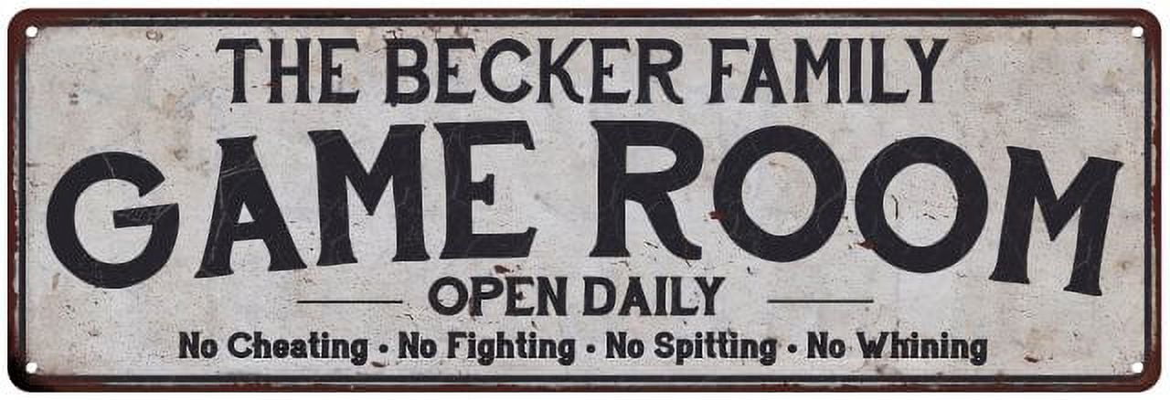 THE BECKER FAMILY Game Room Country Metal 6x18 Sign 106180042456 ...