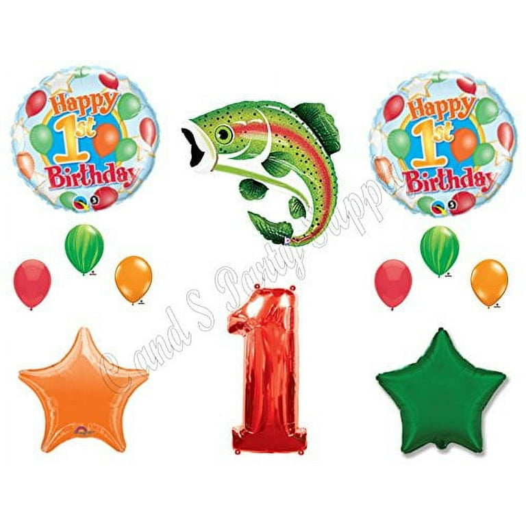 THE BIG ONE Fishing 1st Birthday Party Balloons Decoration Supplies First  Camp