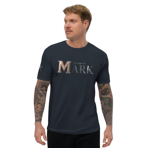 THE BOOK OF MARK Fitted men T-shirt (Midnight Navy, XS)