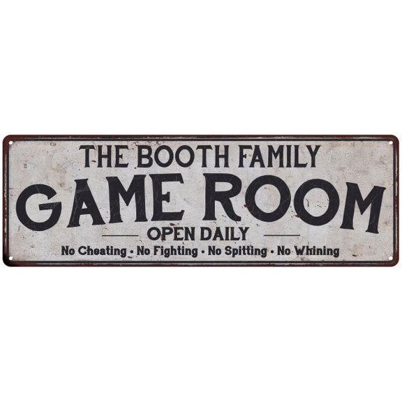 THE BOOTH FAMILY Game Room Country Metal 6x18 Sign 106180042283