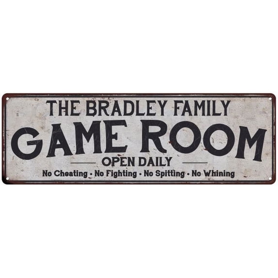 THE BRADLEY FAMILY Gift Game Room Country Metal 6x18 Sign 206180042661
