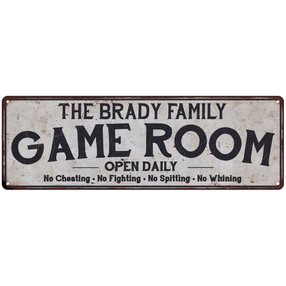 THE BRADY FAMILY Game Room Country Metal 8x24 Sign 108240042234