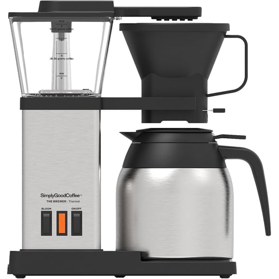 THE BREWER - Thermal. Coffee Maker/Coffee Machine. 8 Cup Automatic Drip Pour Over Coffee Brewer. Easy To Use. Stainless Steel/Black