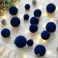 thumbnail image 1 of THE BRIVE 36PCS Flocked Velvet Christmas Ball Ornaments - Shatterproof Decor for Tree, Holiday & Home Decorations NavyBlue, 1 of 7