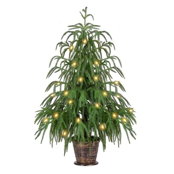 THE BRIVE 3ft Artificial Norfolk Pine Potted Christmas Tree, 50 Twinkle LED