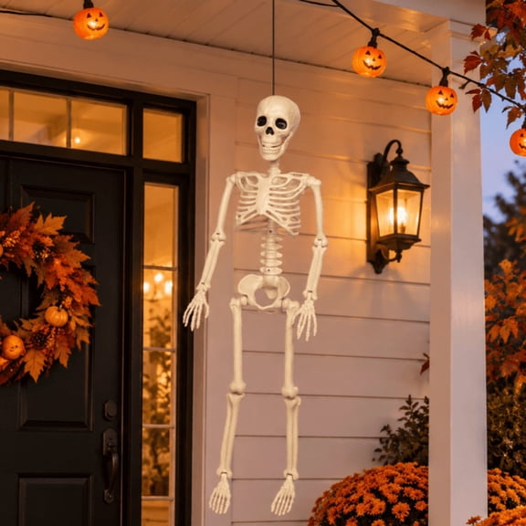 THE BRIVE 3ft Life Size Poseable Halloween Skeleton, Realistic Decor for Yard Porch Indoor Party