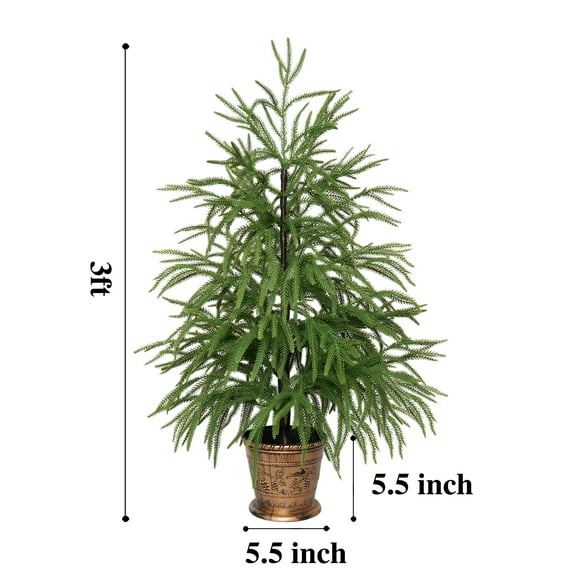 THE BRIVE 3ft Artificial Norfolk Pine Potted Tree for Indoor Outdoor Christmas Porch Decor