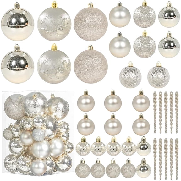 THE BRIVE Christmas Ball Ornaments 41pcs, Shatterproof Xmas Tree Decorations with Hanging Loop for Holiday & Seasonal Decor (Champagne)