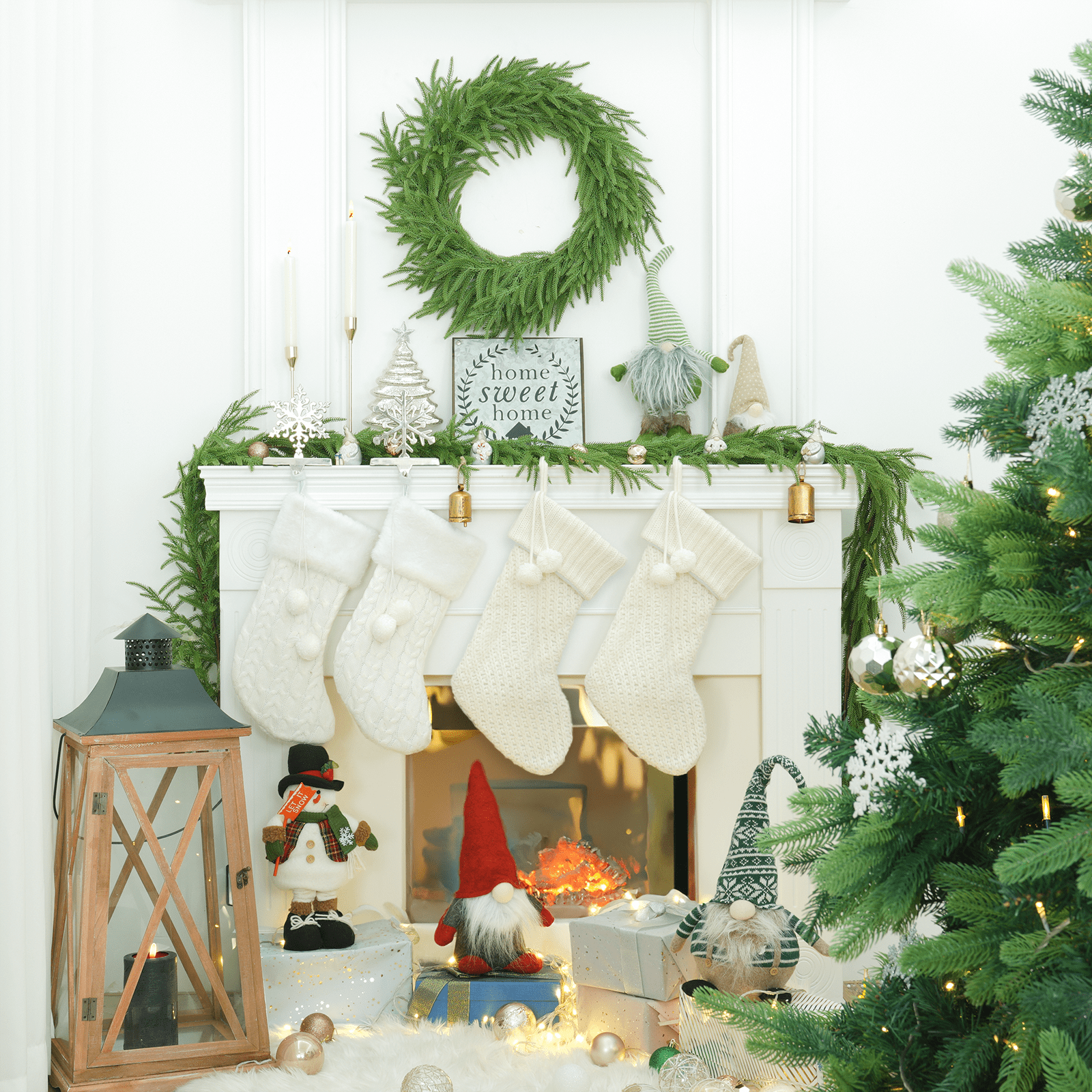 24 Inch Artificial Norfolk Pine Wreath – Realistic Christmas Wreath For Door, Wall, Or Mantle