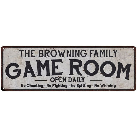 THE BROWNING FAMILY Gift Game Room Country Metal 6x18 Sign 206180042902