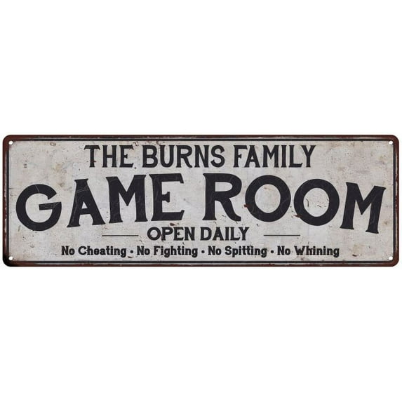THE BURNS FAMILY Game Room Country Metal 6x18 Sign 106180042183