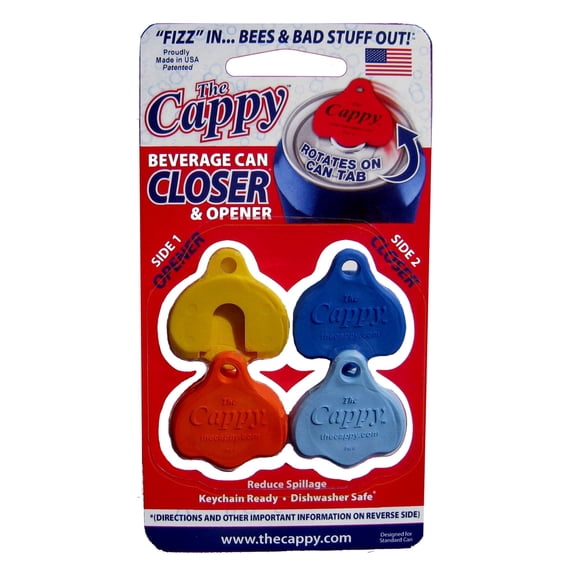 Cappy Soda & Beer Can Covers 4-Pack Reusable Drink Protector & Tab Opener for Soda, Seltzer & Beverage Cans