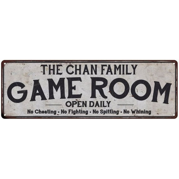 THE CHAN FAMILY Game Room Country Metal 8x24 Sign 108240042081