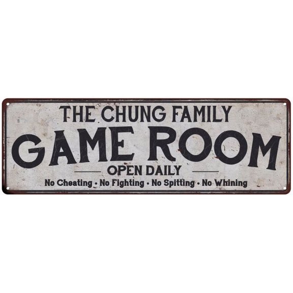 THE CHUNG FAMILY Game Room Country Metal 6x18 Sign 106180042340