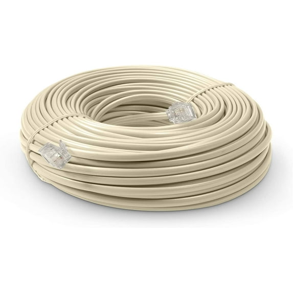 THE CIMPLE CO - 100 FT Feet Modular Phone Line Cord - High Quality 2 Conductor - Ivory - 1 Pack