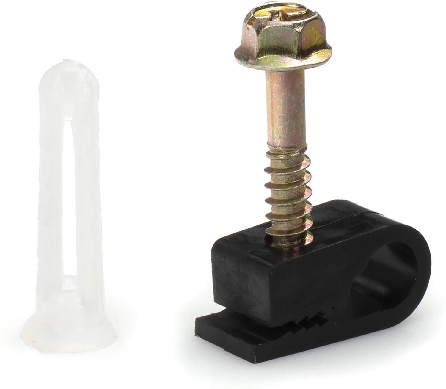 THE CIMPLE CO - (100) Ribbed Conical Anchors and (100) Black Screw Clips, Drywall, Masonry
