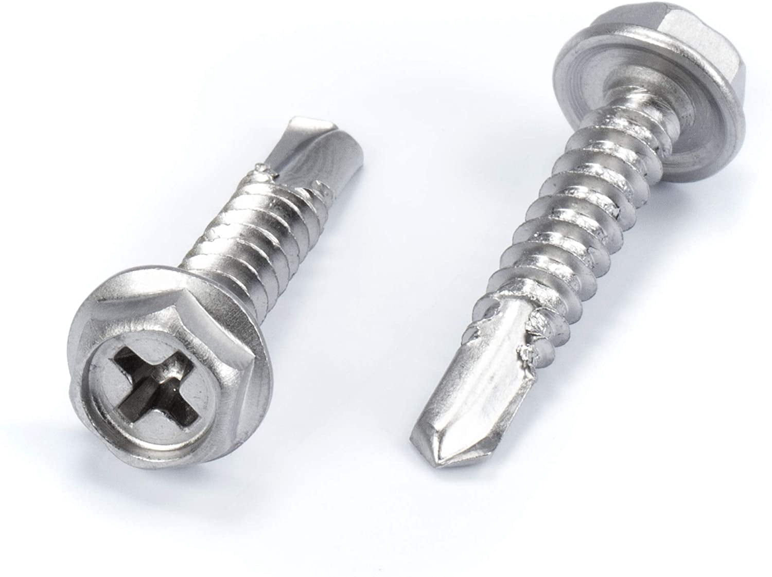 THE CIMPLE CO - 100pc Stainless Steel Self Drilling Tapping Screws #10 x 1" Hex and Phillips