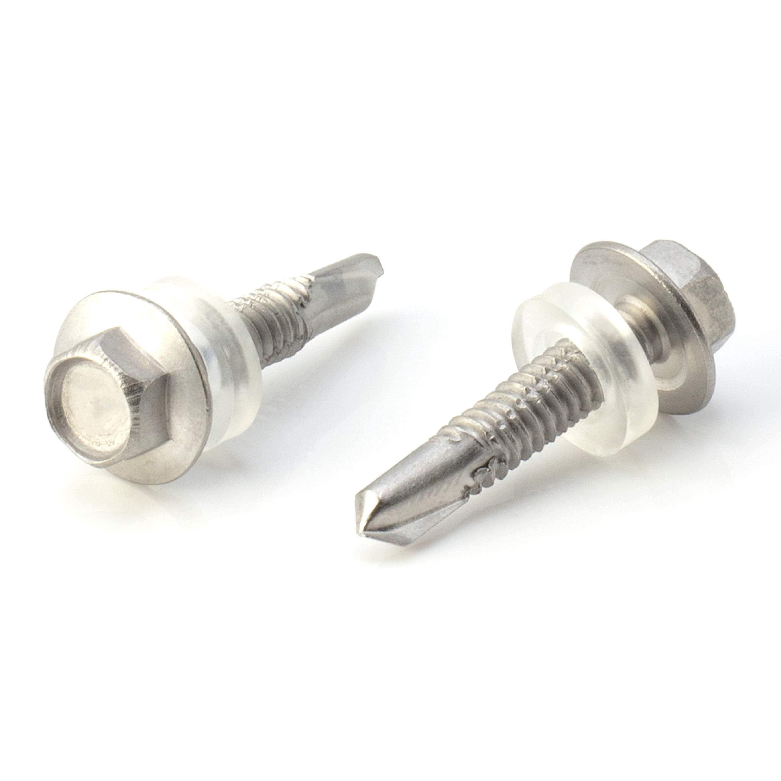 THE CIMPLE CO - 100pc Stainless Steel Self Drilling Tapping Screws #12 x 1" Hex Washer Head