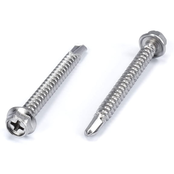 THE CIMPLE CO - 100pc Stainless Steel Self Drilling Tapping Screws #12 x 2" Hex and Phillips