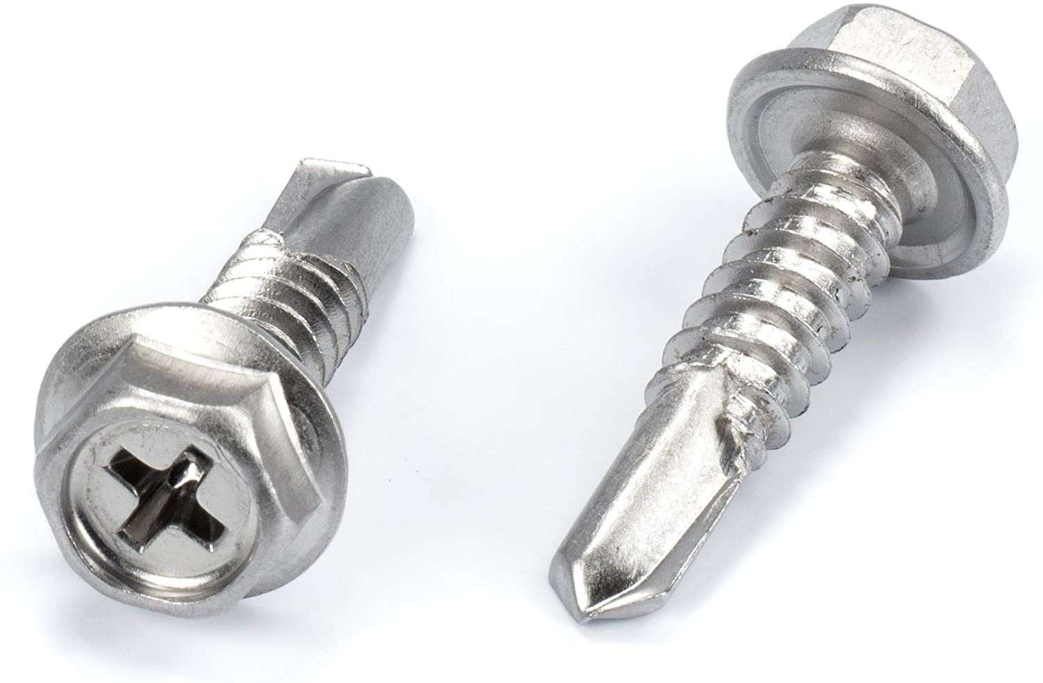THE CIMPLE CO - 100pc Stainless Steel Self Drilling Tapping Screws #14 x 1" Hex and Phillips