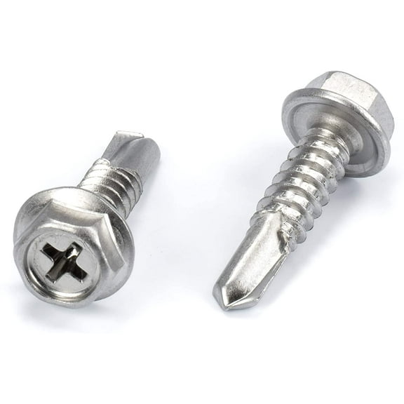 THE CIMPLE CO - 100pc Stainless Steel Self Drilling Tapping Screws #14 x 1" Hex and Phillips