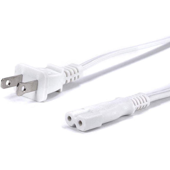 THE CIMPLE CO - 2 Prong AC Power Cord Cable -Polarized 10 Foot - White-Satellite CATV PS3 + Xbox