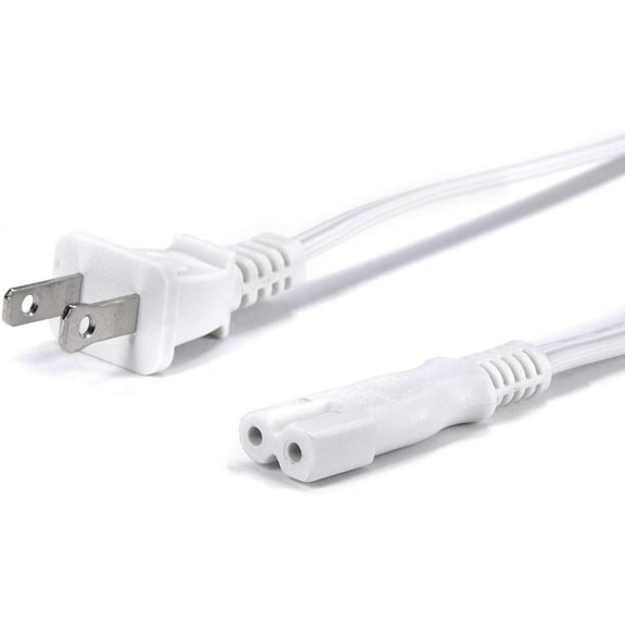THE CIMPLE CO - 2 Prong AC Power Cord Cable -Polarized 6 Foot - White- Satellite CATV PS3 + Xbox