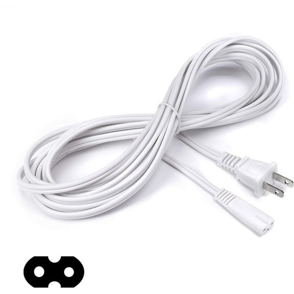 THE CIMPLE CO - 2 Prong Figure 8 Power Cord Cable -Non-Polarized 15 Foot - White- Satellite/ PS3