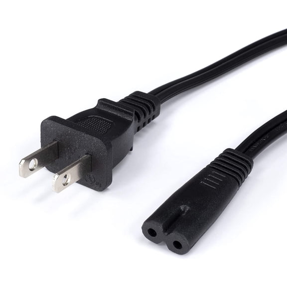 THE CIMPLE CO - 2 Prong Figure 8 Power Cord Cable -Non-Polarized 8 Foot - Black- Satellite/ PS3