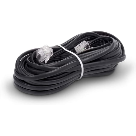 THE CIMPLE CO - 25 FT Feet Modular Phone Line Cord - High Quality 2 Conductor - Black - 1 Pack