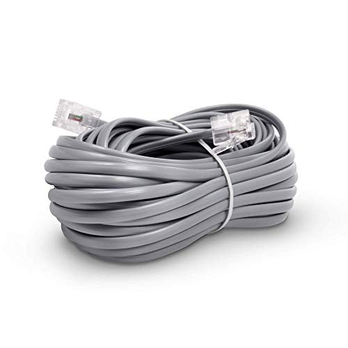 THE CIMPLE CO - 25 FT Feet Modular Phone Line Cord - High Quality 2 Conductor - Grey - 1 Pack
