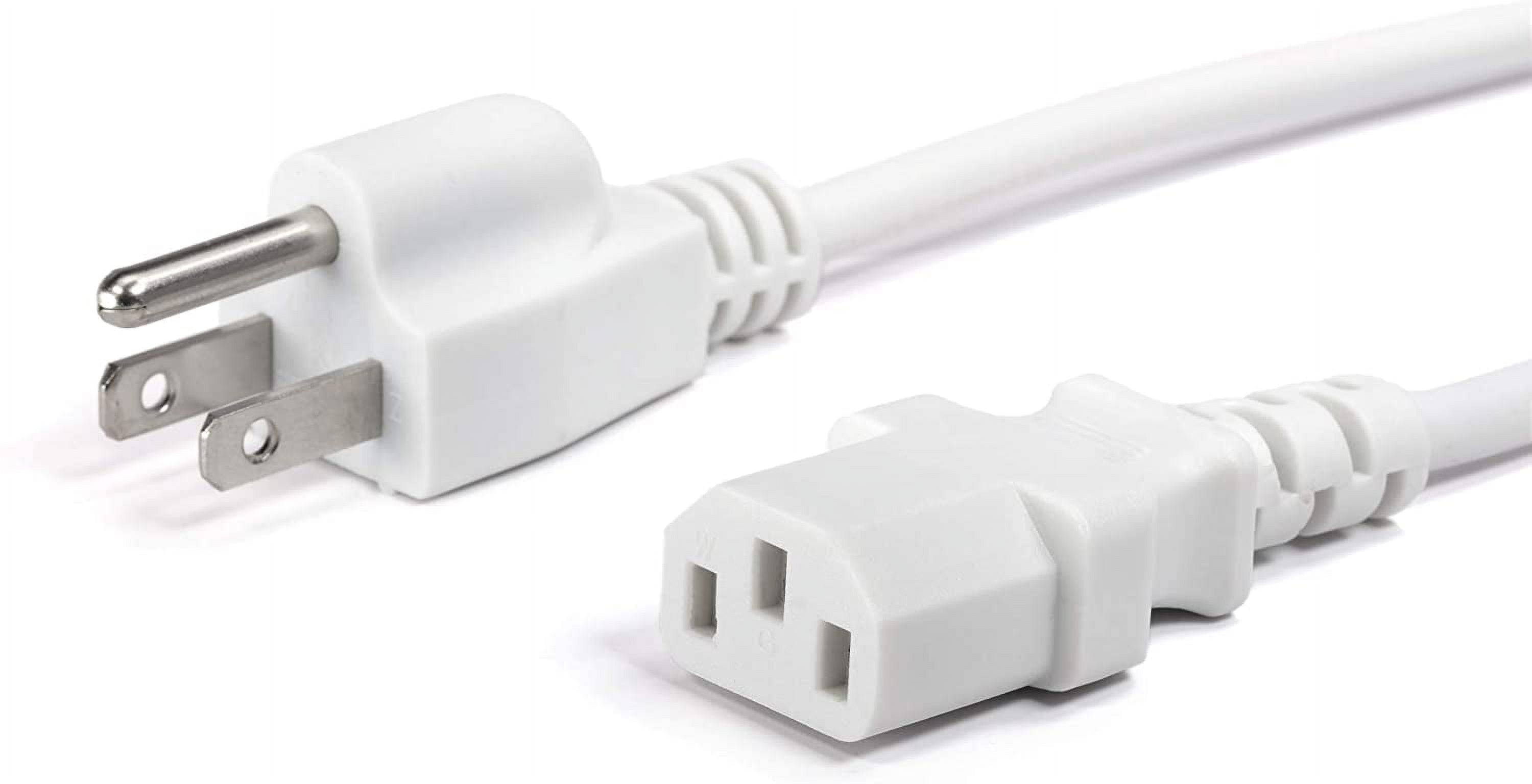 THE CIMPLE CO - AC Power Cord 3 Prong (18 awg) for TV PC Monitor Wall Mount Set Up -White - 25ft