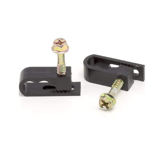 THE CIMPLE CO - Coax Cable Clips - Black -100 Pieces- Dual / Twin Coaxial Flex Screw Clips
