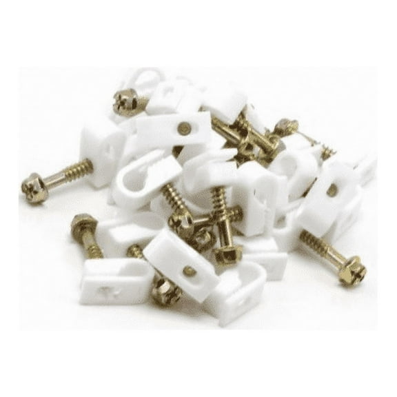THE CIMPLE CO - Coax Cable Clips - White -100 Pieces- Single Coaxial Flex Screw Clips