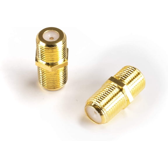 THE CIMPLE CO - Coaxial Cable Extension Adapter - 10 Pack - Satellite Cable TV Gold F-Pin
