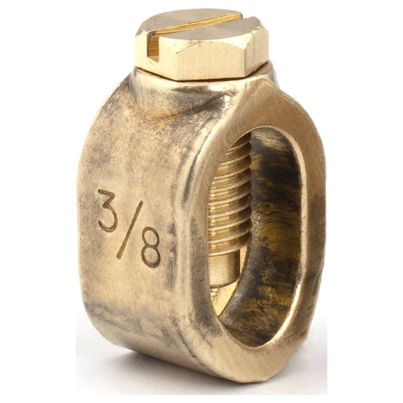 THE CIMPLE CO - Copper Grounding Rod Clamp with Screw for 3/8" Ground Rod, Direct Burial - 1 pk