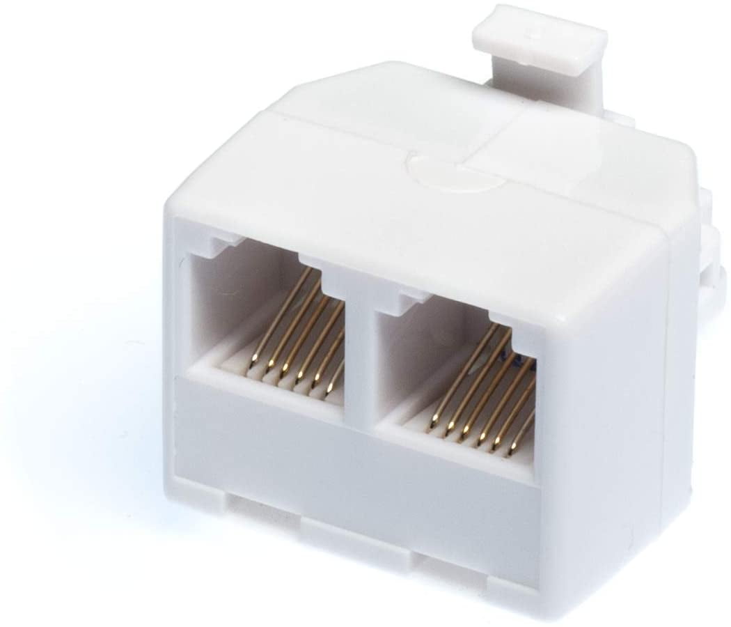 White Rj11 THE CIMPLE CO - Duplex Modular Phone Wall Jack Adapter (WHITE) RJ11 ...