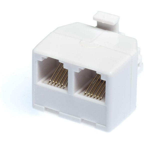 THE CIMPLE CO - Duplex Modular Phone Wall Jack Adapter (WHITE) RJ11 - Splitter - Two Pack