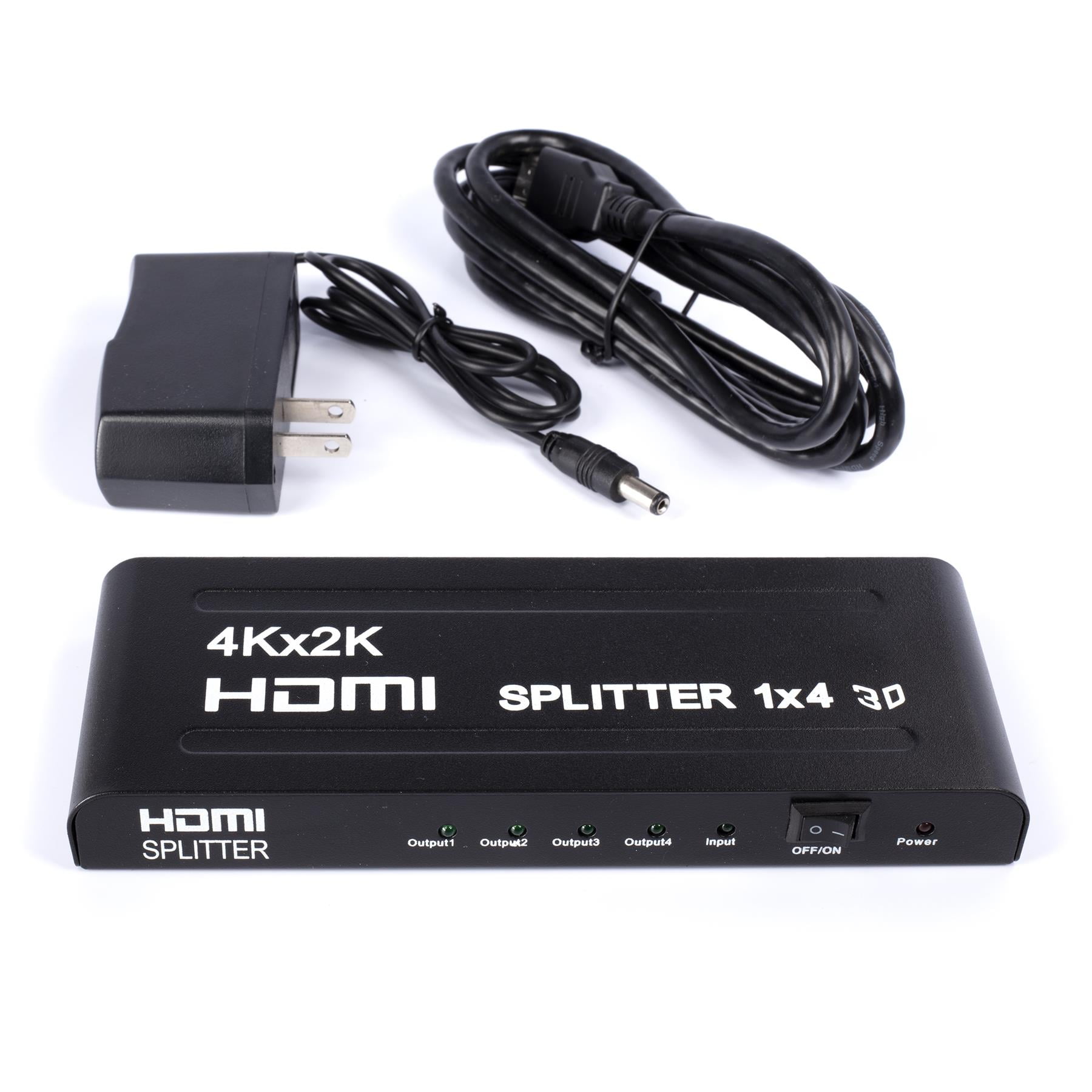 THE CIMPLE CO - HD 1080P HDMI Splitter with High Speed HDMI Cable - 4 Port 1x4 2K, 4K, 3D