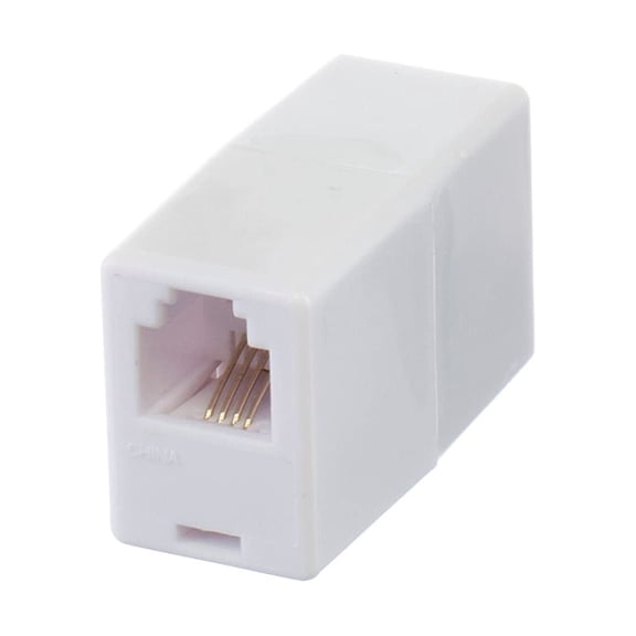 THE CIMPLE CO - Phone Cord Coupler RJ11 - Modular 4 Conductor 2 Line Class - White - Two Pack
