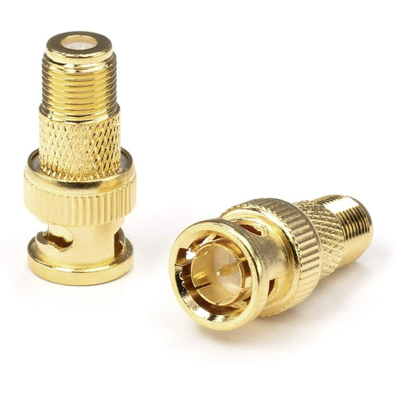 THE CIMPLE CO - RF Coaxial Adapter, Converter - F-Type Female to BNC Male Connector - 25 Pk Gold