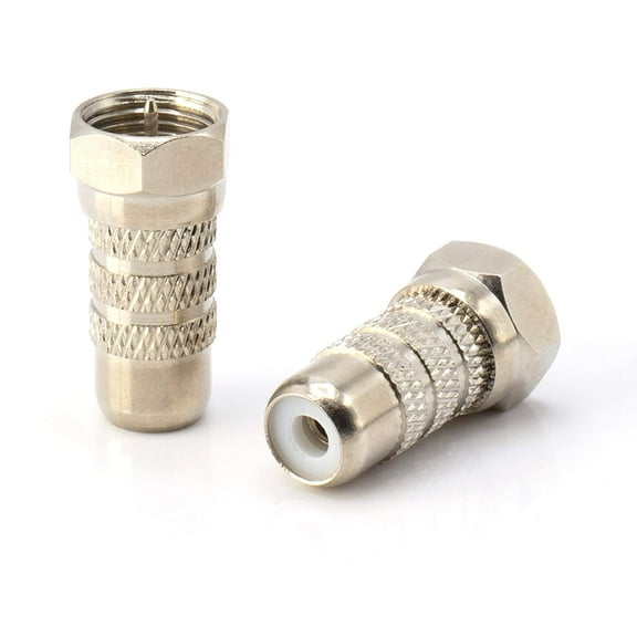 THE CIMPLE CO - RF Coaxial Adapter, Converter - F-Type Male to RCA Female Connector - 100 Pack