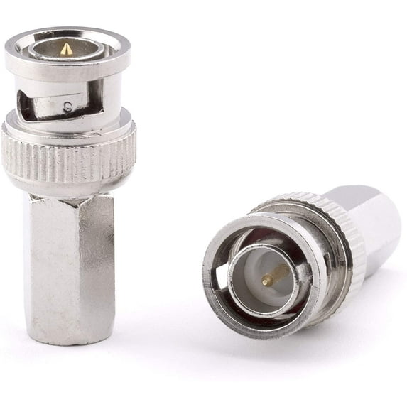 THE CIMPLE CO - RG6 BNC Connectors - Twist-on Male Coaxial Adapters for CCTV Camera - 10 Pack