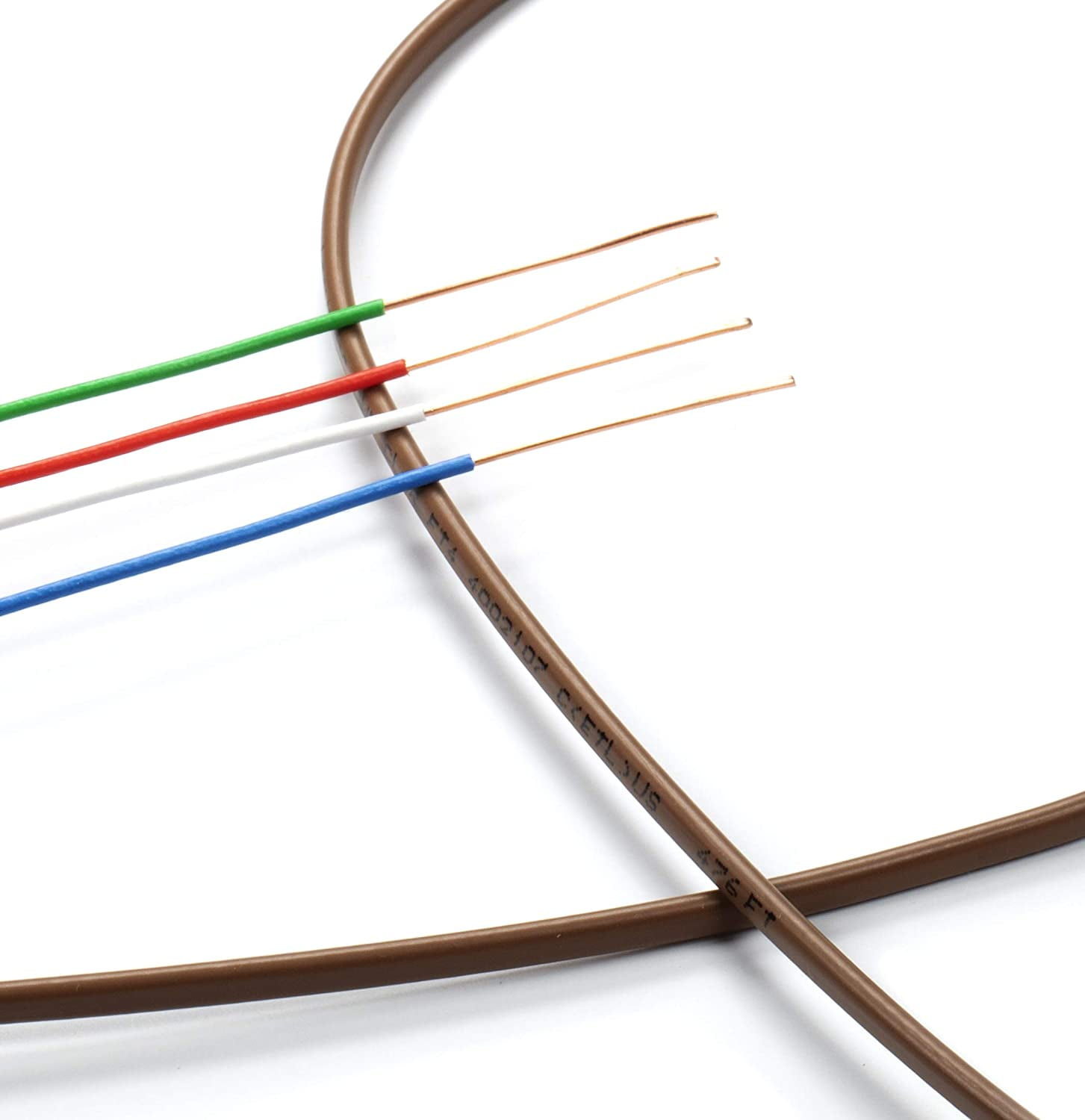 THE CIMPLE CO - Thermostat Wire 18/4 -Brown- 18-Gauge Solid Copper 4-Conductor CL2/CMR - 50ft