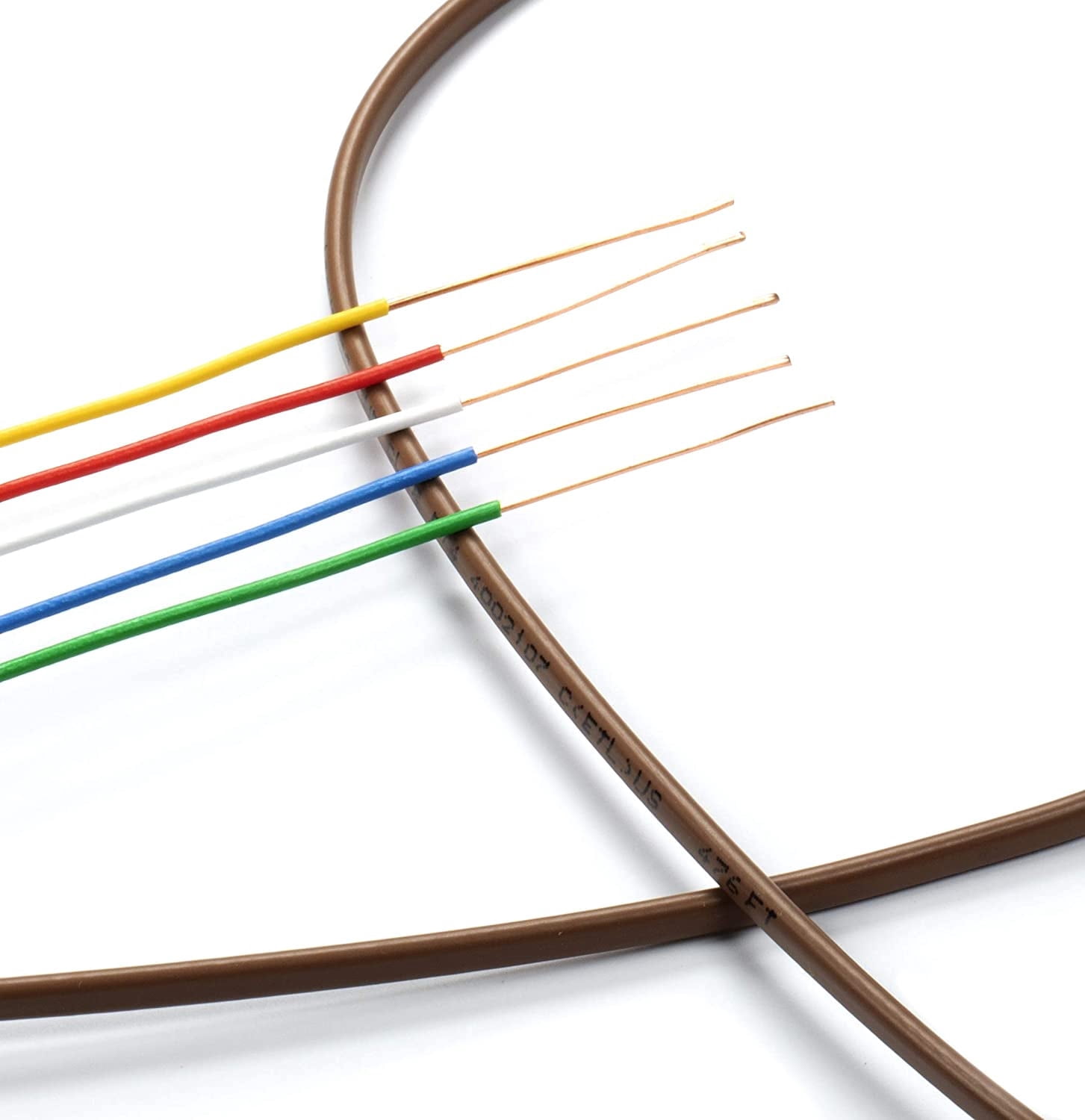 THE CIMPLE CO - Thermostat Wire 18/5 -Brown- 18-Gauge Solid Copper 5-Conductor CL2/CMR - 25ft